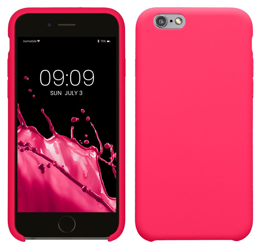 kwmobile Handyhülle für Apple iPhone 6 / 6S Hülle - Case Silikon - Kabelloses Laden - Schutzhülle Cover in Neon Pink