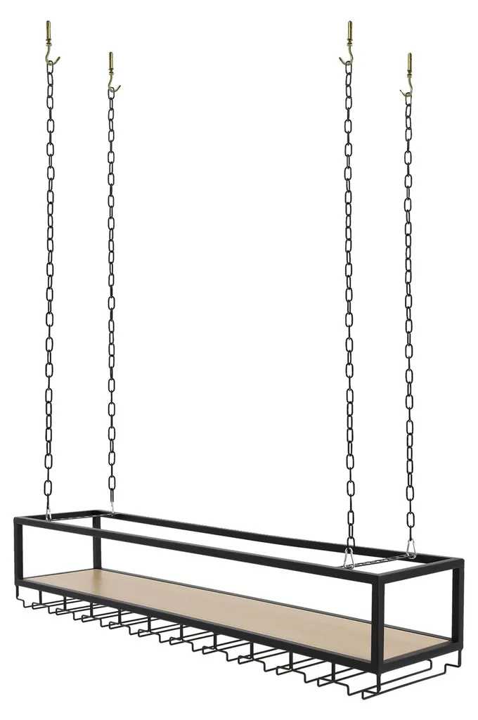 Casier bouteilles plafond 120cm noir - Grande capacité rangement cave