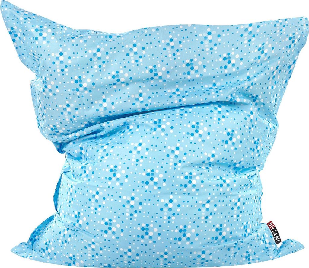BELIANI Sitzsack Blau mit Weiß 140 x 180 cm Indoor Outdoor Stark wasserabweisender Langfristige Volumenstabilität Pünktchen Design Leicht Gewicht