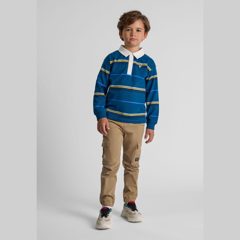 Minoti Poloshirts Baumwolle langarm Petrol Gr. 134 für Jungen