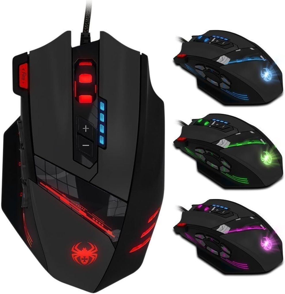 Gaming Maus,12 programmierbare Tasten RGB Gamer Maus,4000DPI Ergonomische Maus mit Kabel,USB Computer Maus,Gaming Mouse für PC,Mac,Laptop