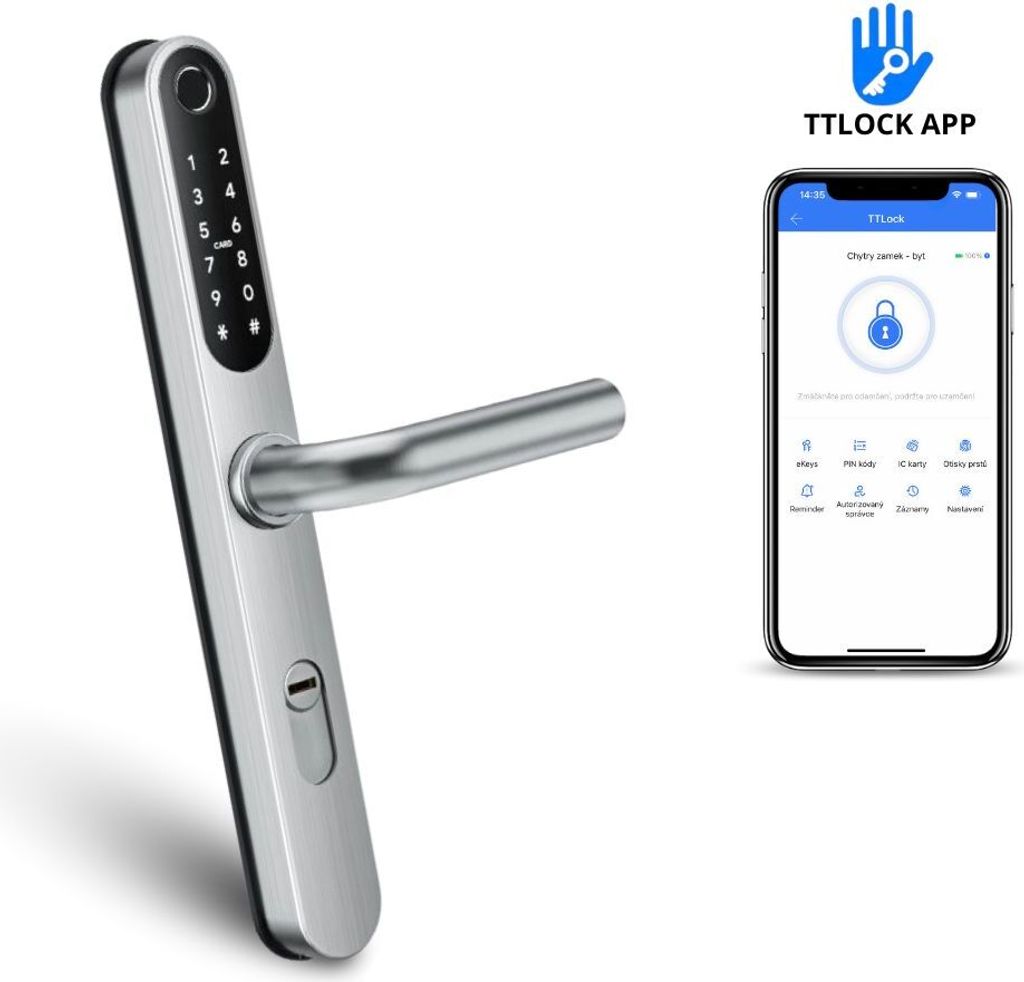 BOT Chytrá klika TTLock V1 72-92mm variabilní stříbrná Obrázek produktu 