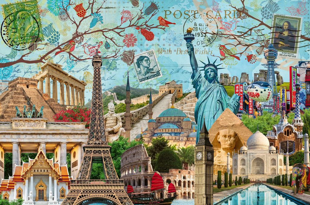 5000-piece Postcard of Monuments puzzle. Adults and Immagine del prodotto 
