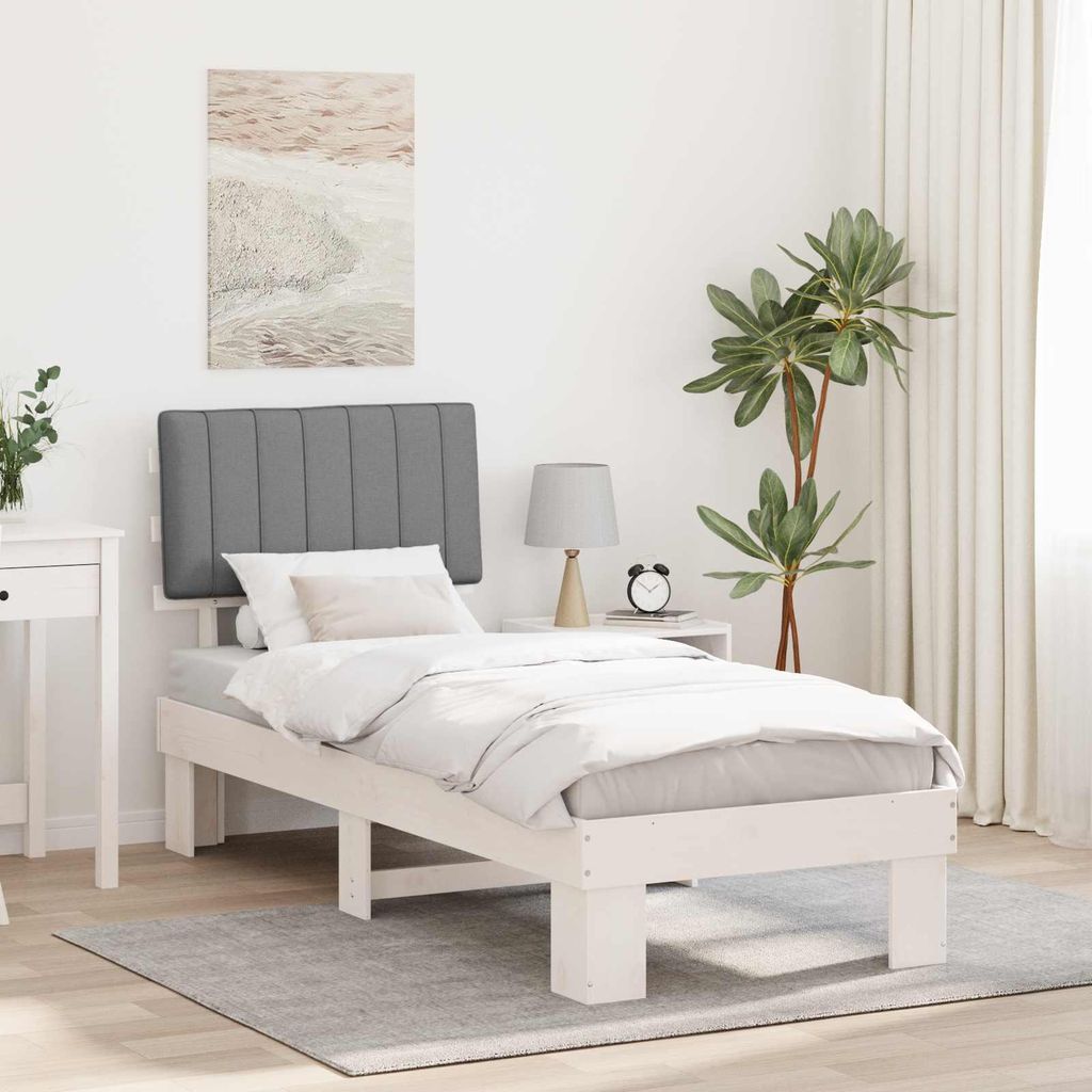 Maison Exclusive - Bettgestell mit gepolstertem Kopfteil Hellgrau 80 x 200 cm