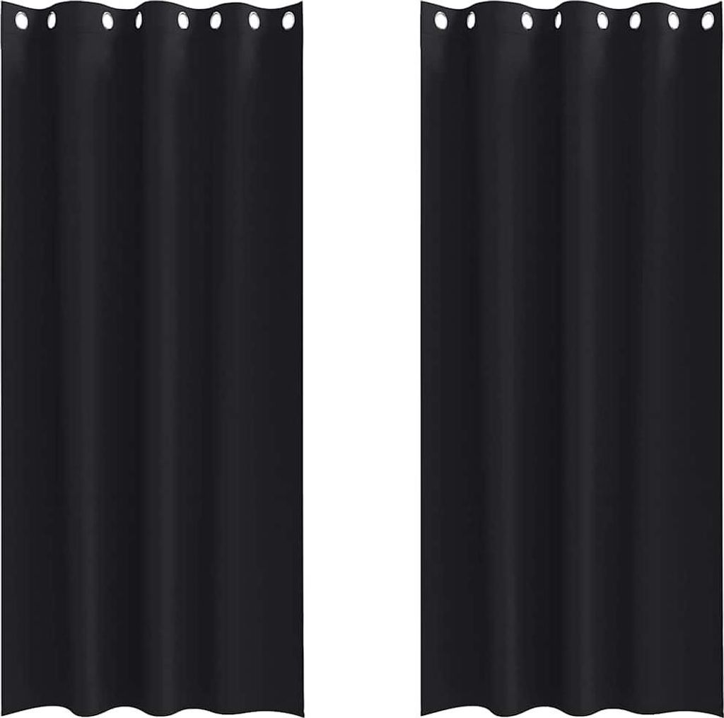 vidaXL Verdunkelungs-Vorhänge mit Ringen 2 pcs Schwarz 245 x 140 cm