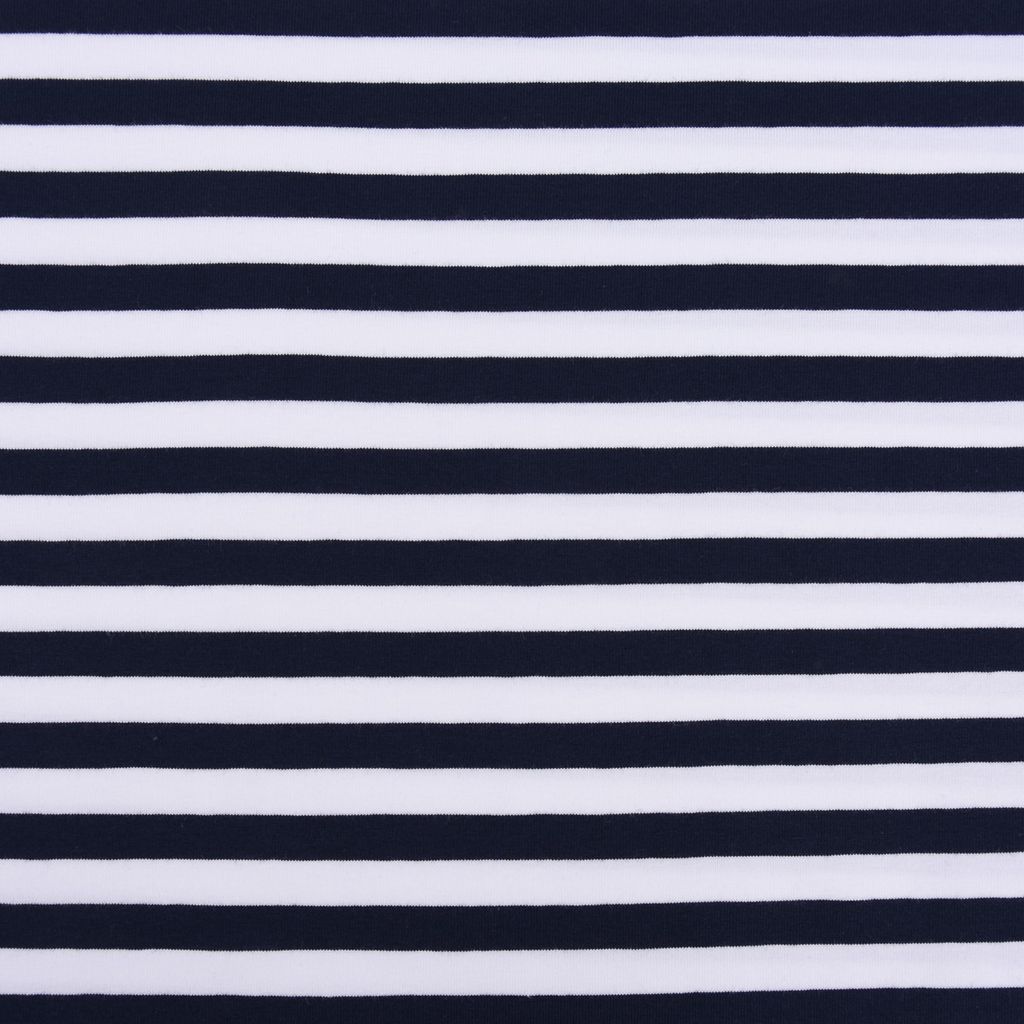 Baumwolljersey Stoff Meterware Streifen weiß dunkelblau 1cm 1,5m