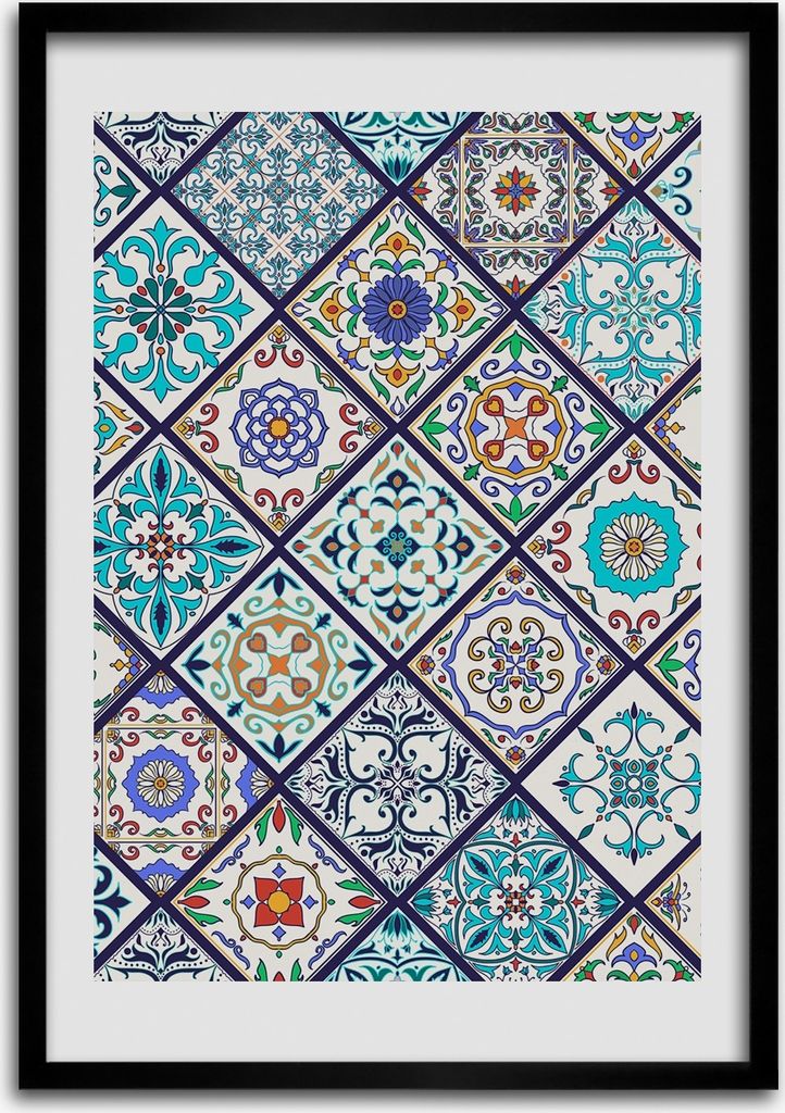 Bild - Bilderrahmen - 50 cm x 70 cm - MDF - Rahmen - Wandkunst Keramikfliesen