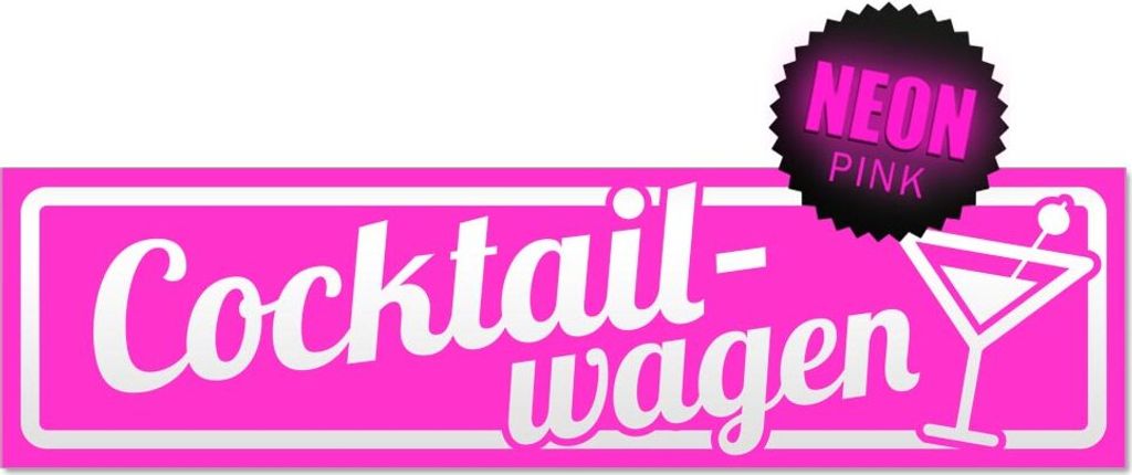 Cocktailwagen mit Glas invertiert Magnetschild Schild magnetisch