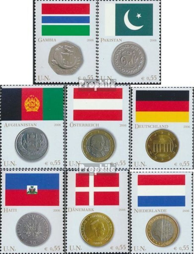 Briefmarken UNO - Wien 2006 Mi 477-484 (kompl.Ausg.) postfrisch Flaggen und Münzen