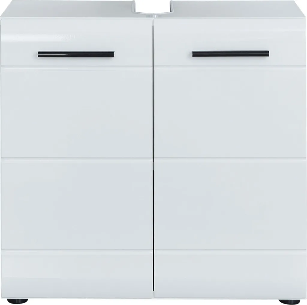 Meuble sous lavabo blanc laqué pour rangement salle de bain - 2