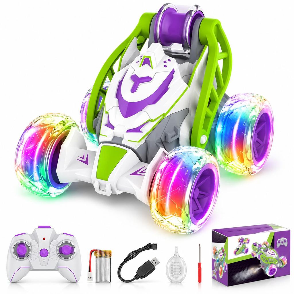 RC Stunt Auto mit LED-Beleuchtung & Nebeleffekt – 360° Produktbild  KI-generiertes Bild