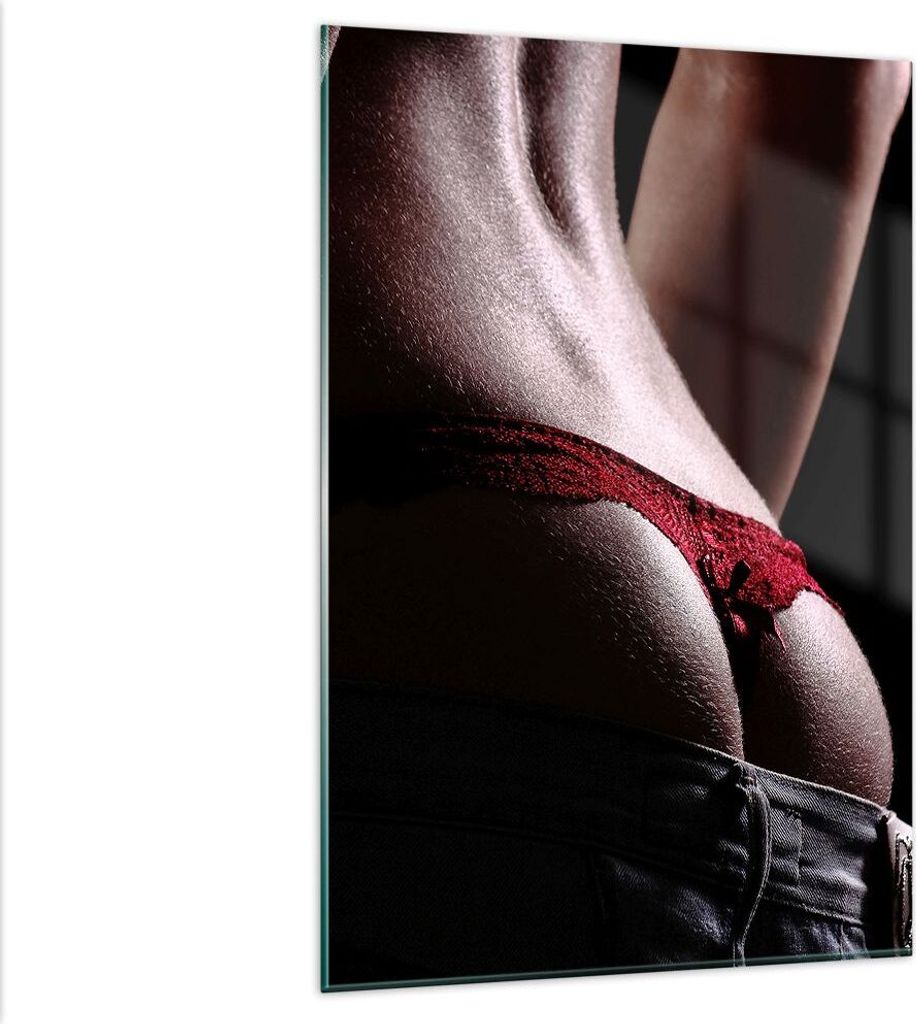 Bilder auf glas - Einteilig - Frau Körper String - 80x120cm - Glasbilder - Wandbilder - Bilder - zum Aufhängen bereit - Wanddekoration aus Glas -...