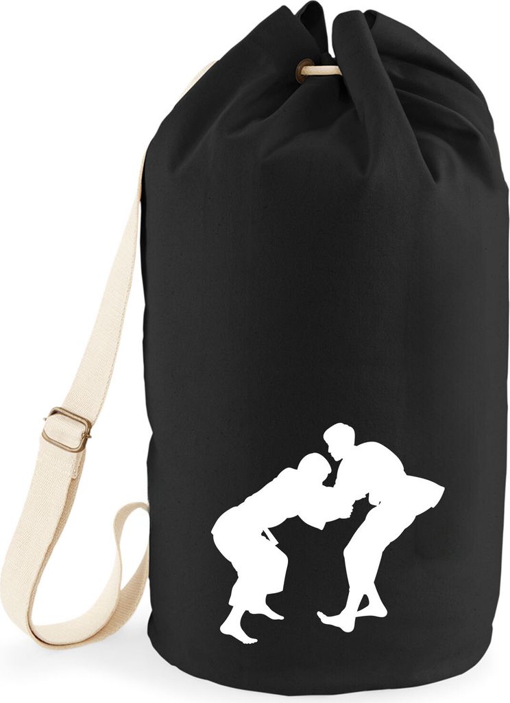 Huuraa Seesack Judo Silhouette 20 Liter Black Baumwolle Rucksack Geschenkidee
