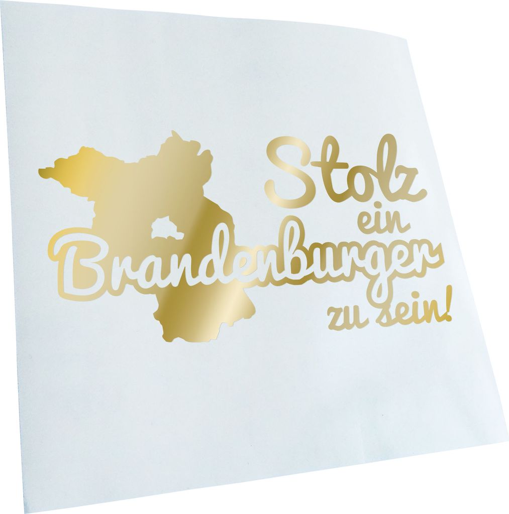 Kiwistar - Autoaufkleber - Brandenburger Stolz - Goldchrom - 24x12cm - Aufkleber für Auto, Laptop, Fahrrad, LKW, Motorrad mehrfarbig JDM Decal Racing
