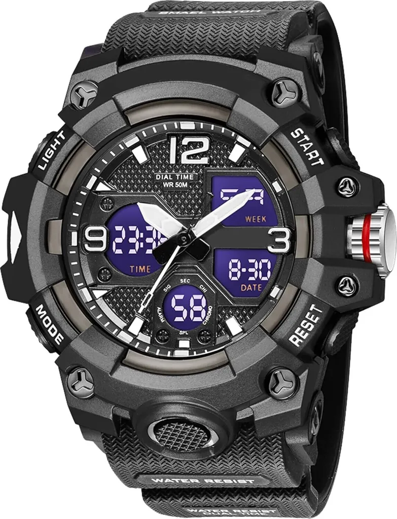 Orologio Militare Uomo Sportivo Digitale Analogico 5ATM Impermeabile