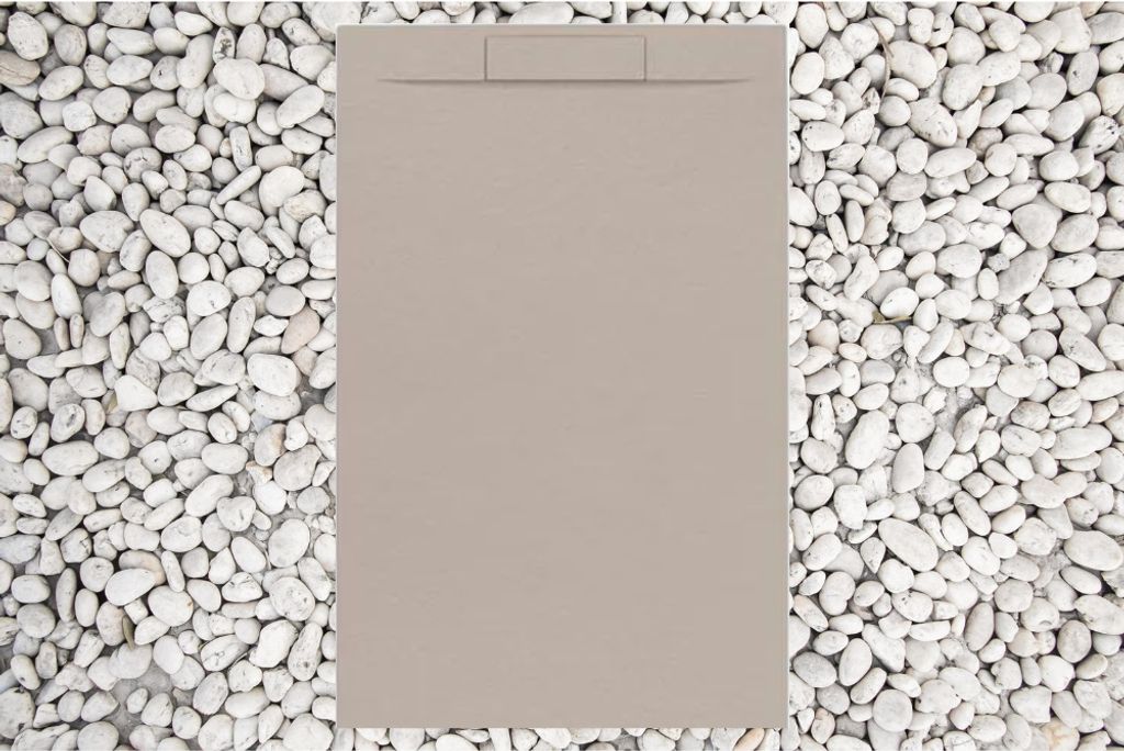 Duschwanne 90X65 cm MOKA Vulcano Line PLUS aus Harz und Marmorpulver mit Seitengitter AUS MARMORESINA - FRASCIO