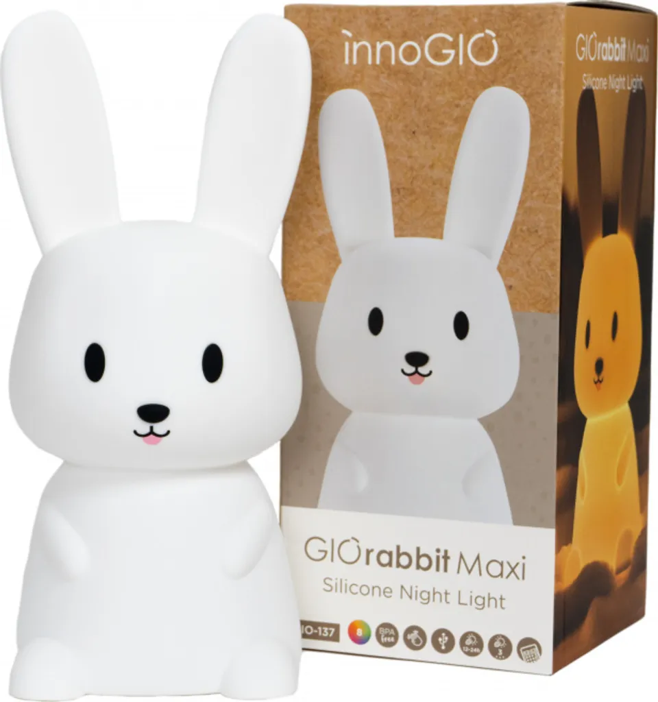 Lampada Notturna GIOrabbit Maxi InnoGio | Luce Notte Silicone Sicura