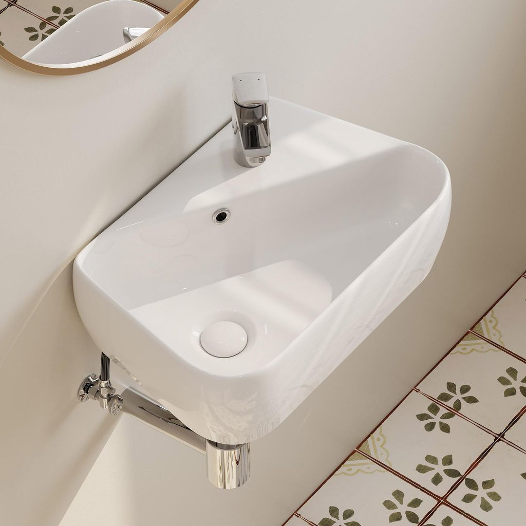 HOROW Aufsatzwaschbecken Keramik Handwaschtisch Trapezform Produktbild 