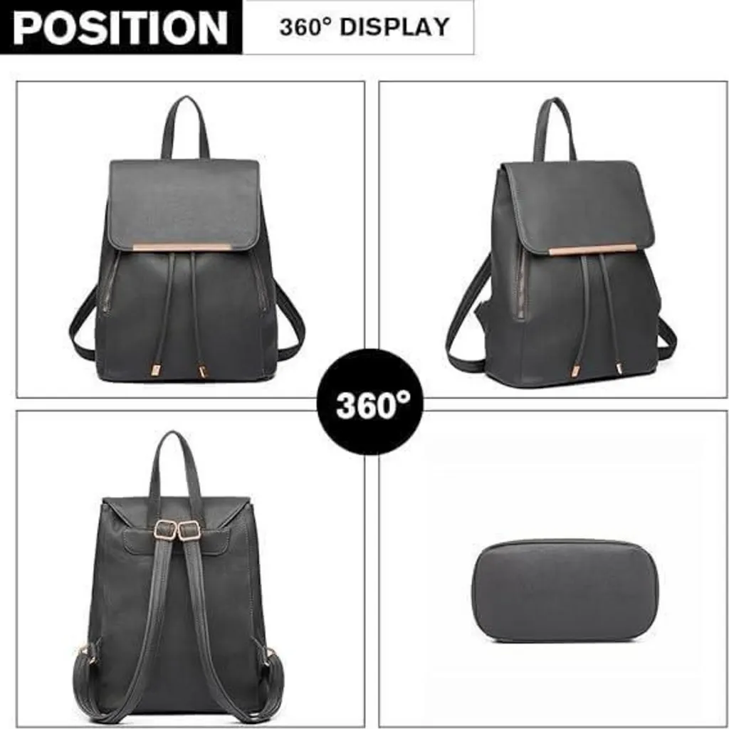 Petit Sac à Dos Femme Étanche Cuir PU Souple avec Poches Multiples - 3