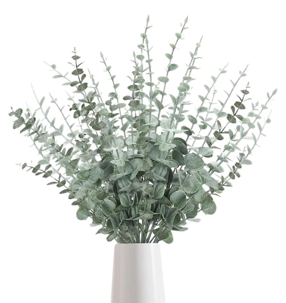 Feuillage d'Eucalyptus Artificiel Réaliste - Lot de 30 Tiges Vertes