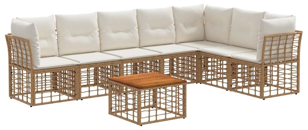 Maison Exclusive - Outdoor-Sofagarnitur 8 pcs Natürlich und Cremweiß Polyester