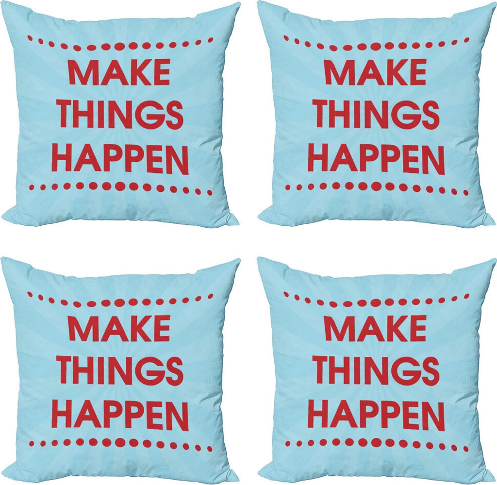 ABAKUHAUS Jahrgang Kissenbezug Set (4 Stück), Positives Leben Motivation, Moderner Doppelseitiger Digitaldruck, 40 cm x 40 cm, Turquoise Maroon