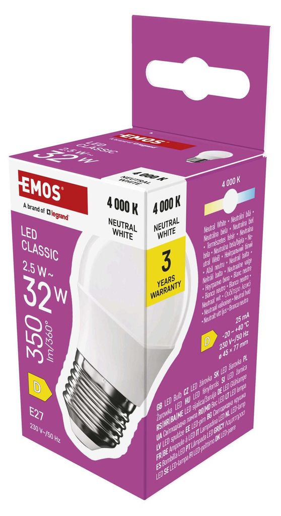 LED žárovka Classic Mini Globe / E27 / 2,5 W (32 W) / 350 lm / neutrální bílá