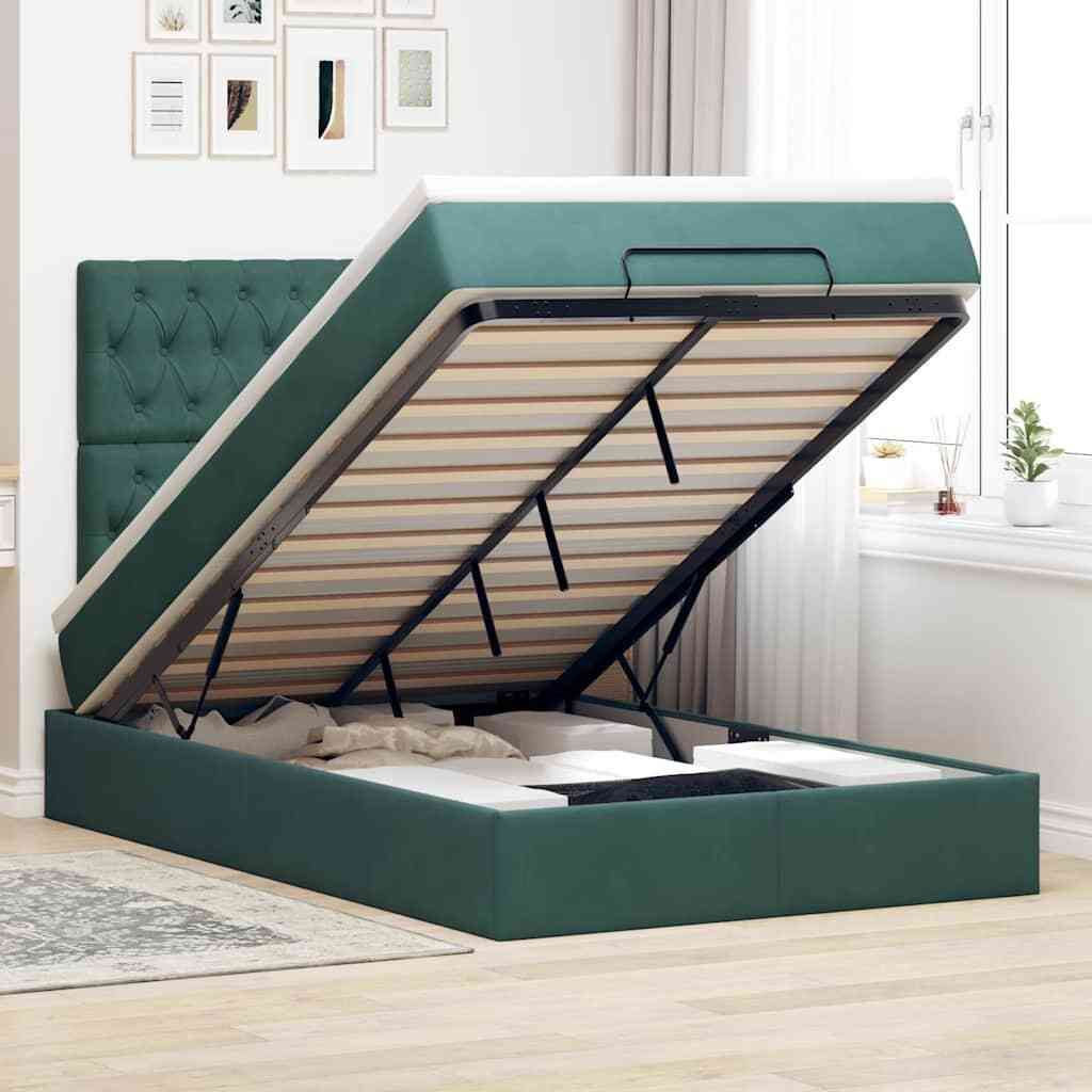 Maison Exclusive - Ottoman-Bett mit Matratzen Dunkelgrün 120x200 cm Samt