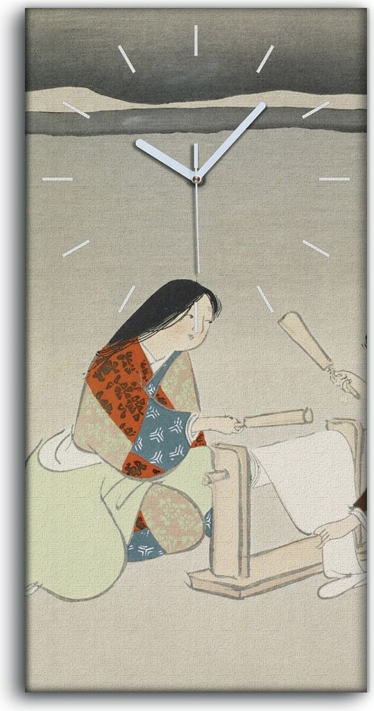 Leinwand Uhr Küche Wohnzimmer Bild 30x60 Malerei Abstrakte Asiatisch Hütten Frau - weiße Hände
