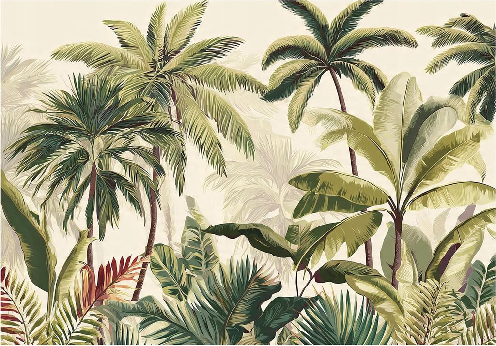 Fototapete Blätter Grün Natur Wald Tropisch - 350x250 cm - inklusive kleister - Vlies Tapete - Vliestapete Wohnzimmer Schlafzimmer Küche Modern ...