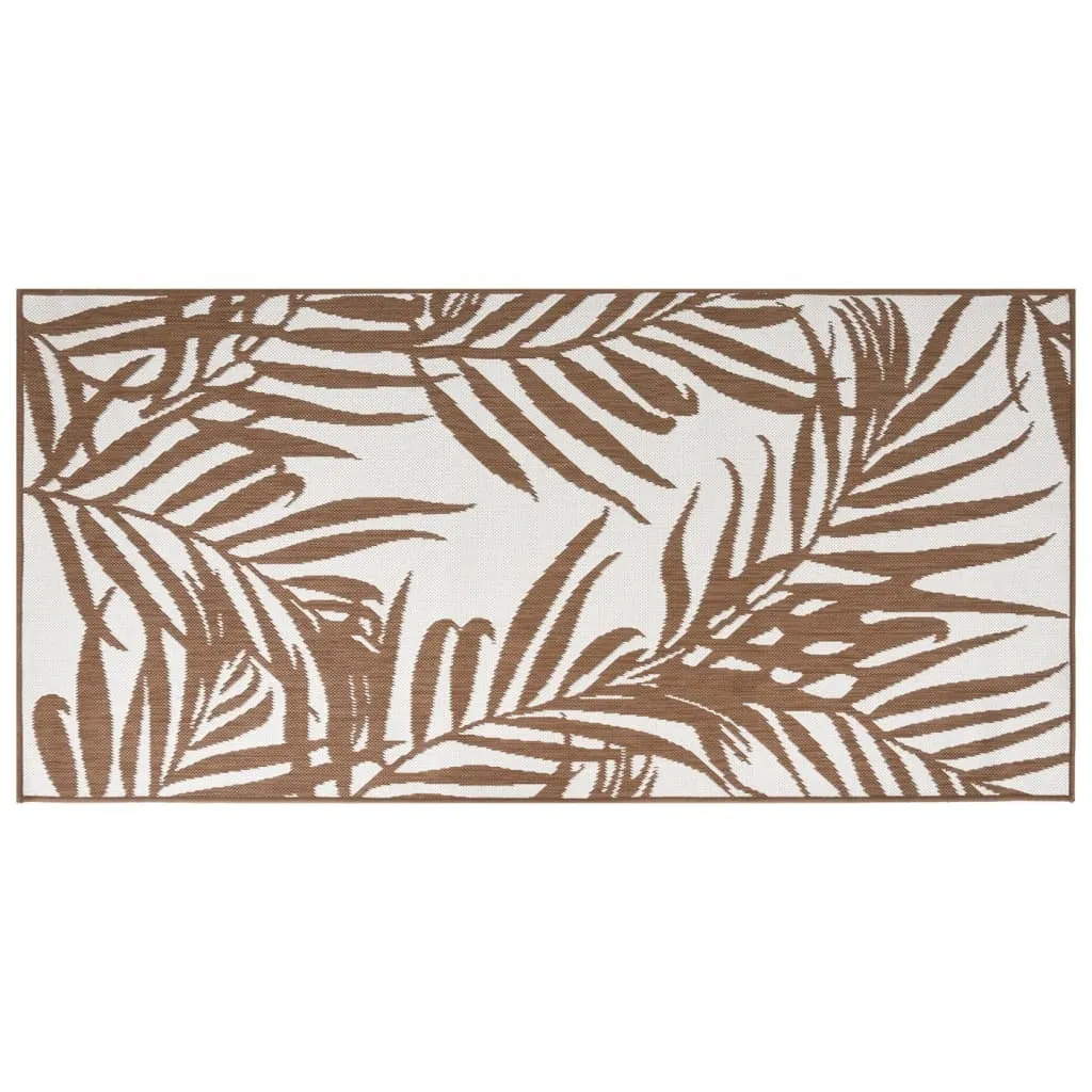 Tapis pour balcon et patio 80x150 cm marron blanc réversible et lavable
