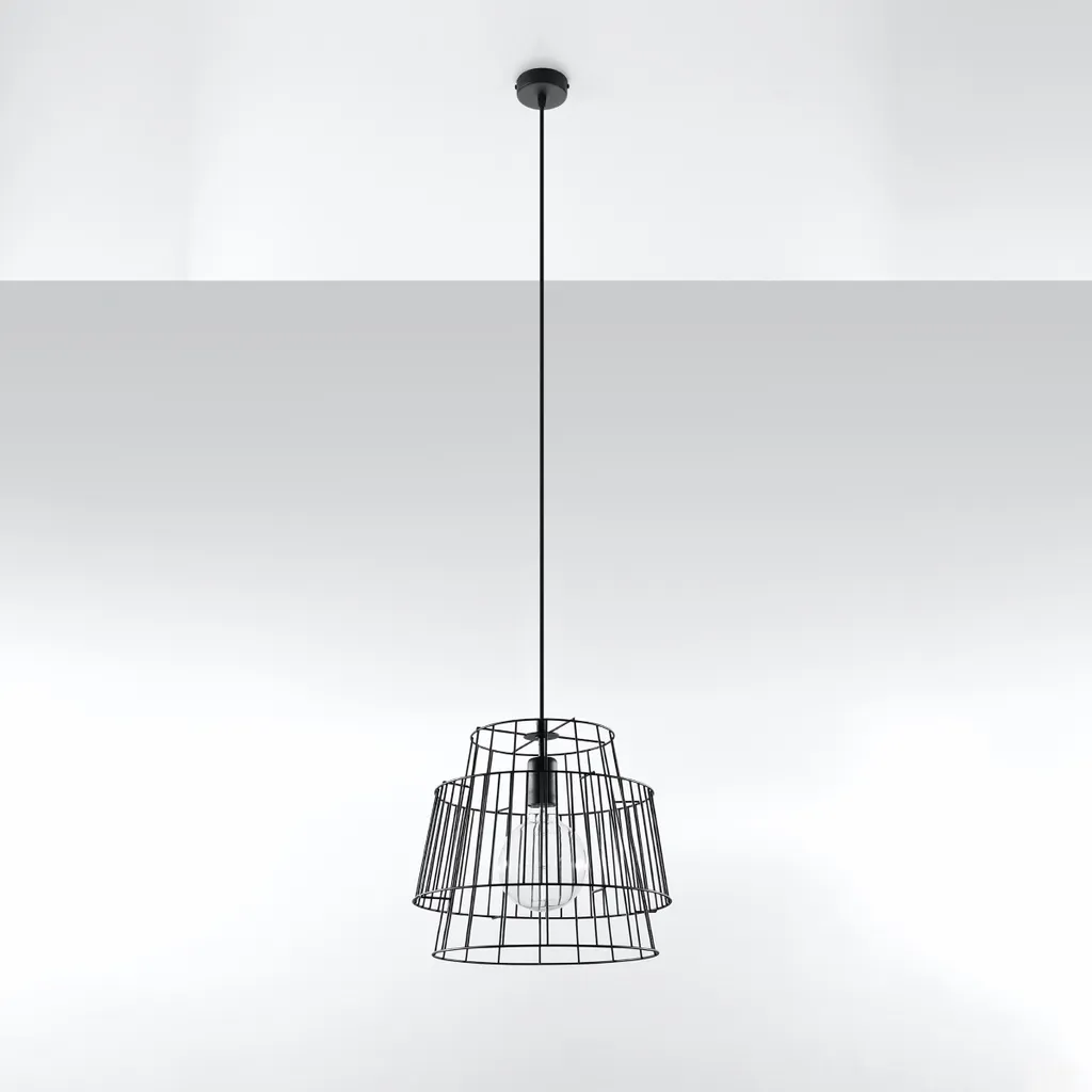 Sollux Lighting GATE Nero - Lampada a Sospensione E27 Acciaio 130cm - 2