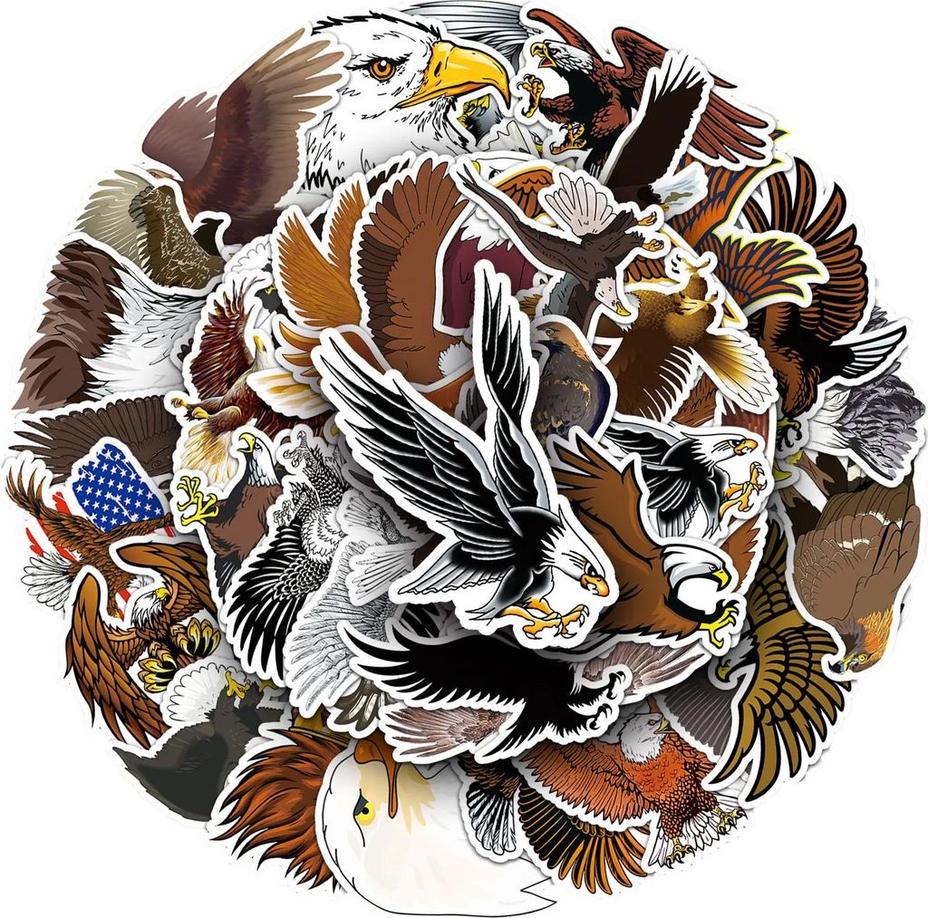 50 Stück Adler Aufkleber,wasserdichte Sticker für Laptop Kinder Autos Motorrad Fahrrad Skateboard Gepäck,Wasserdicht Ästhetisch Aufkleber für ...