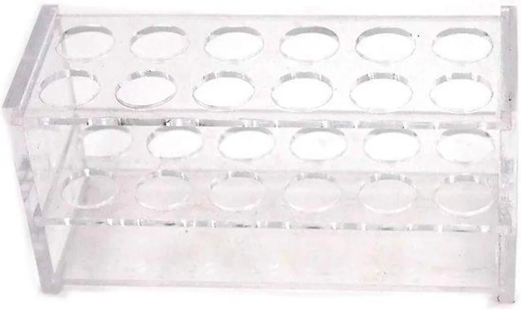 Support transparent 12 alvéoles en acrylique robuste pour flacon 25 ml