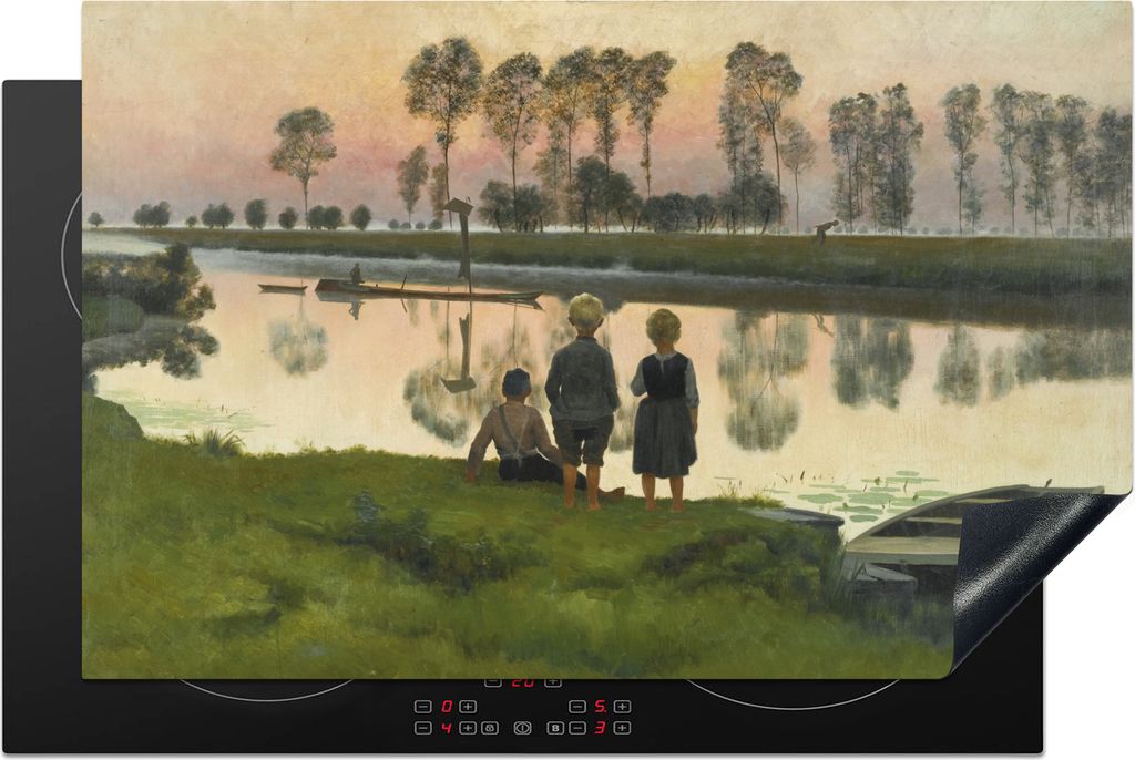 KitchenYeah Herdabdeckplatte Die Morgenrose - Gemälde von Emile Claus , 81x52cm, Küche Deko, Glaskeramikfeld Herdabdeckung, Abdeckplatte fùr K...