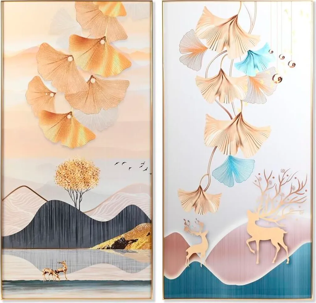 Habiller un mur vide : lot 2 décorations feuilles de plantes 160 cm