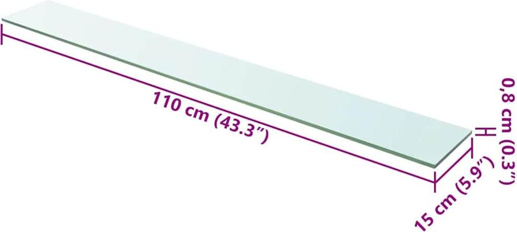 vidaXL Scaffale in vetro trasparente 110x15 cm Immagine del prodotto 