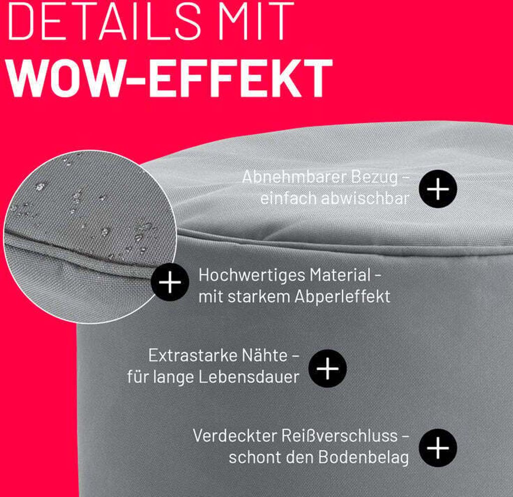 LUMALAND Sitzsack Pouf (50 L) - In- & outdoor - Grau Produktbild 5
