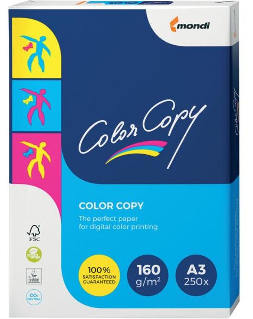 Kopierpapier Color Copy, DIN A3, 160g/qm, weiß, Weißegrad 161 CIE, Packung à 250 Blatt