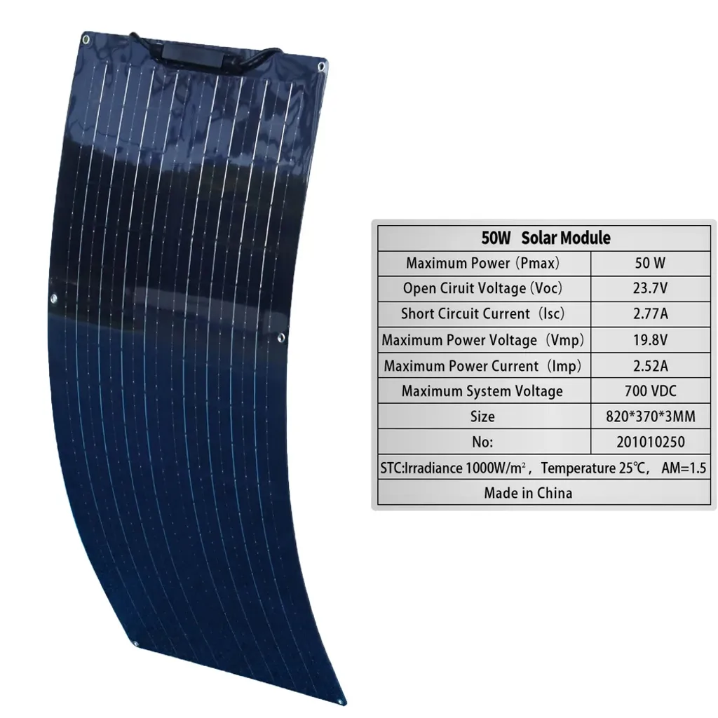 Kit Solare 50W Flessibile Monocristallino - Nuovo Modello Nautico