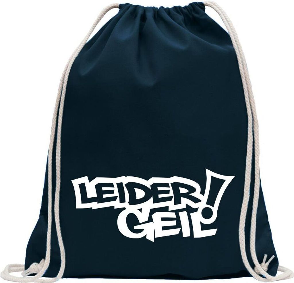 Kiwistar - Turnbeutel - dunkelblau - Leider geil! Motiv 1 - Fun Rucksack Sport Beutel Gymsack Baumwolle mit Ziehgurt