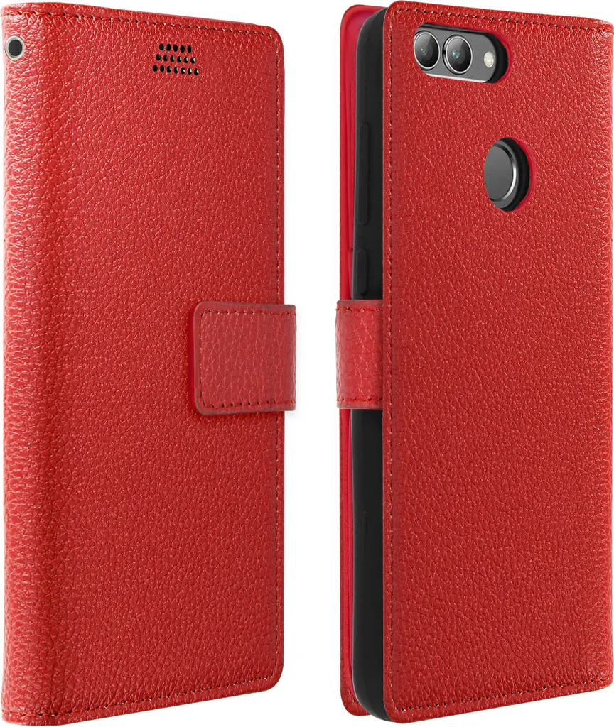 Cover Flip Huawei P Smart Rossa Effetto Pelle - Stand e Slot Carte
