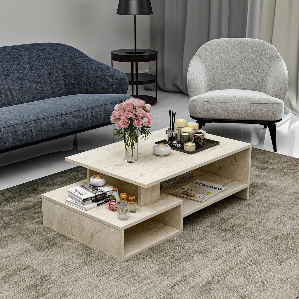 HOMIDEA DUX Table basse de salon avec rangement, design Image du produit 
