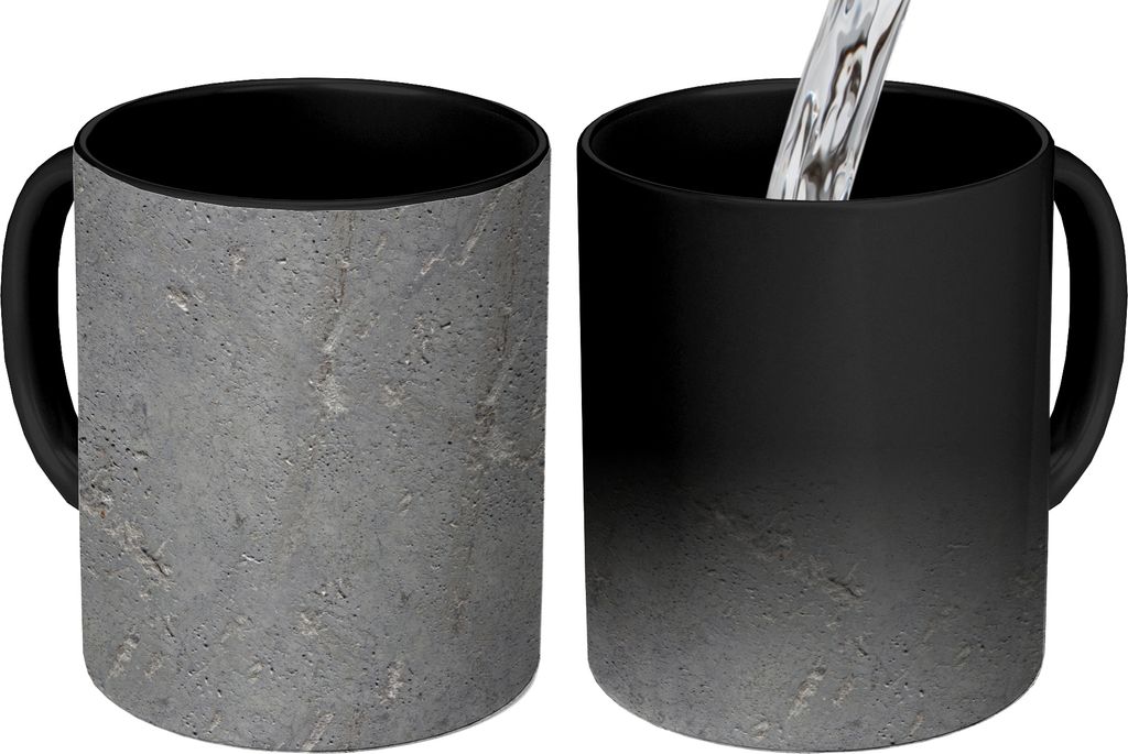 MuchoWow Zauber Tasse Zaubertasse Magic Beton - Muster - Stein 350 ml Farbwechsel Becher Geschenk Geschenkidee - Magic-Tasse - Fototasse - Kerami...