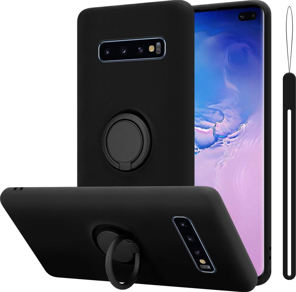 Cadorabo Hülle für Samsung Galaxy S10 PLUS Schutz Hülle in Schwarz Handyhülle TPU Etui Case Cover