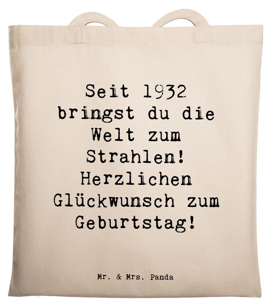 Mr. & Mrs. Panda Schultasche Spruch 1932 Geburtstag Strahlen - Weiß - Geschenk, Jubiläum, Tasche, Geburtstagsgeschenk, Einkaufstasche, Alter, Hap...