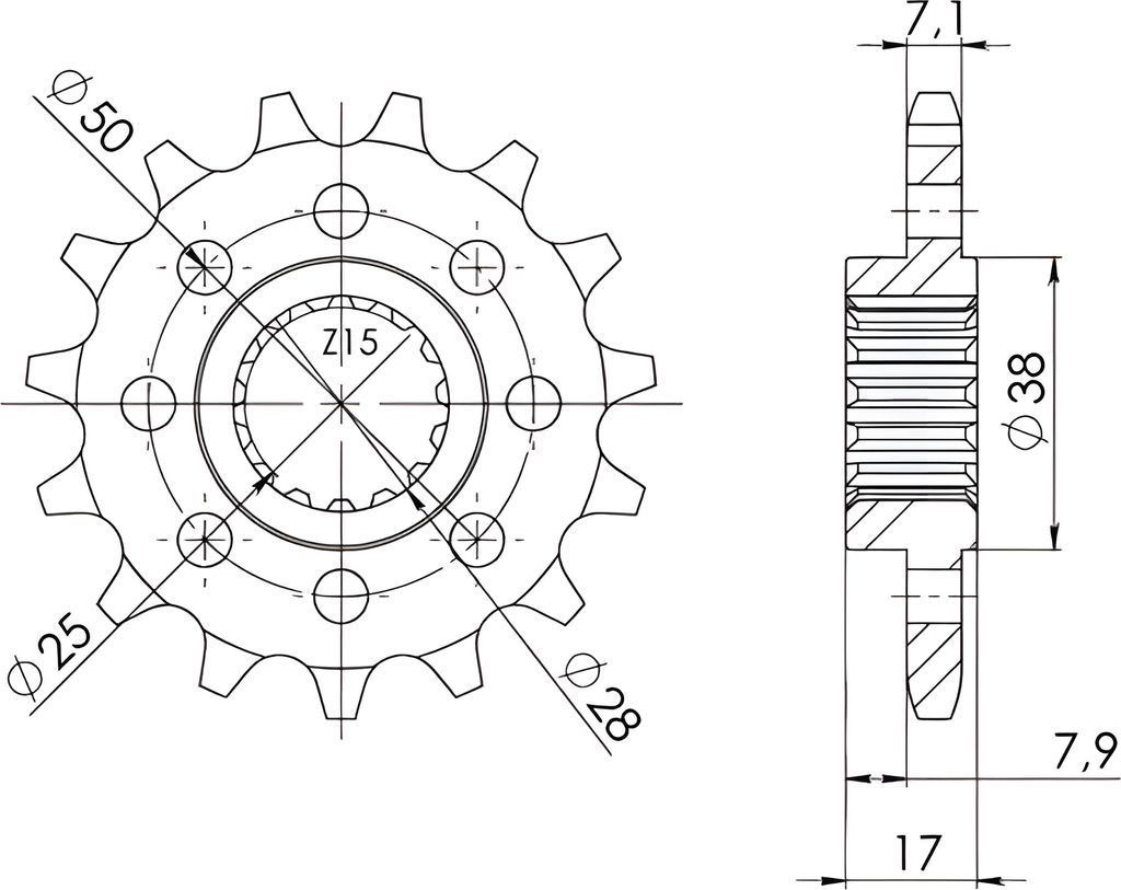 Supersprox Ritzel 525 - 16Z CST-5054:16|feinverzahnt 25,0/28,0