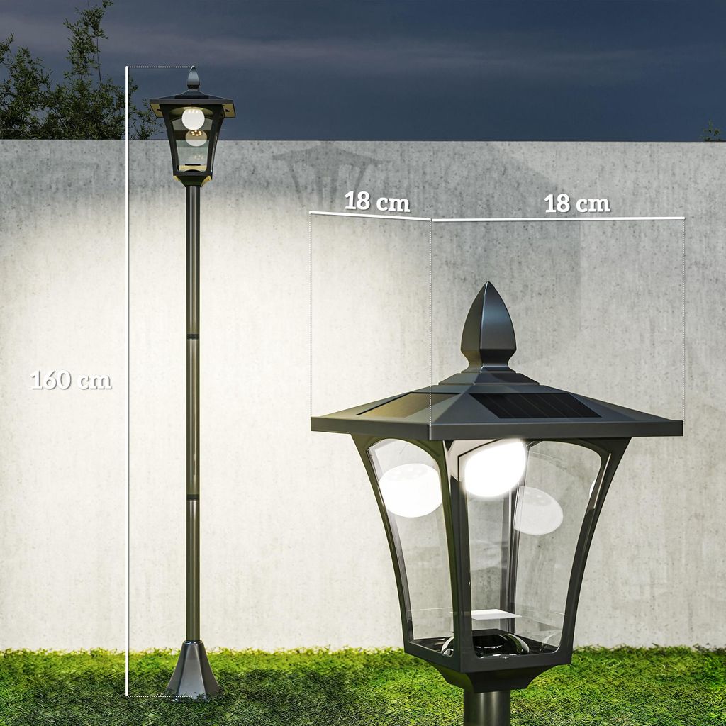 Outsunny Solar Gartenlaterne Laterne Gartenleuchte mit LED