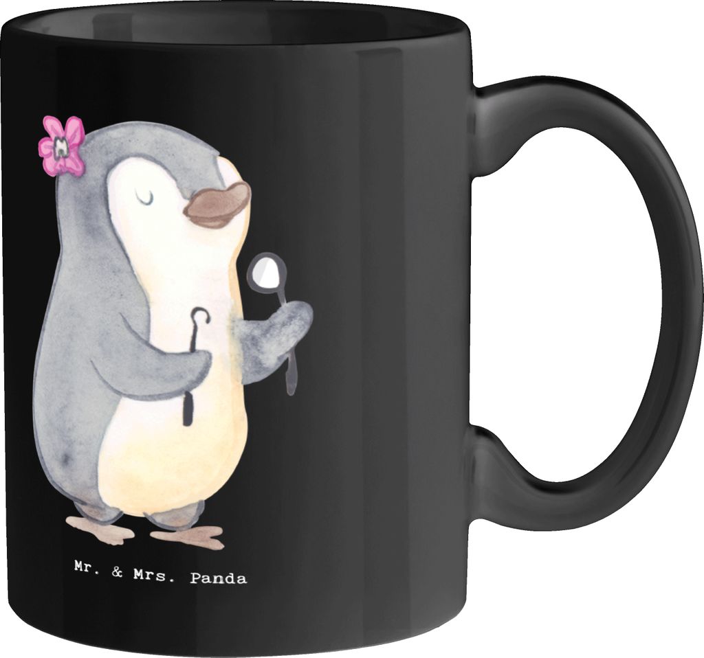 Mr. & Mrs. Panda Tasse Zahnarzt Künstler - Schwarz - Geschenk, Kaffeebecher, Geschenke mit Herz, Kaffeetasse, Zahnarztkunst, Beruf, handgefertigte...