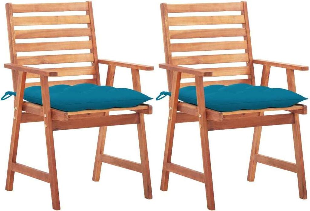 Garten-Essstühle 2 Stk. mit Kissen Massivholz Akazie